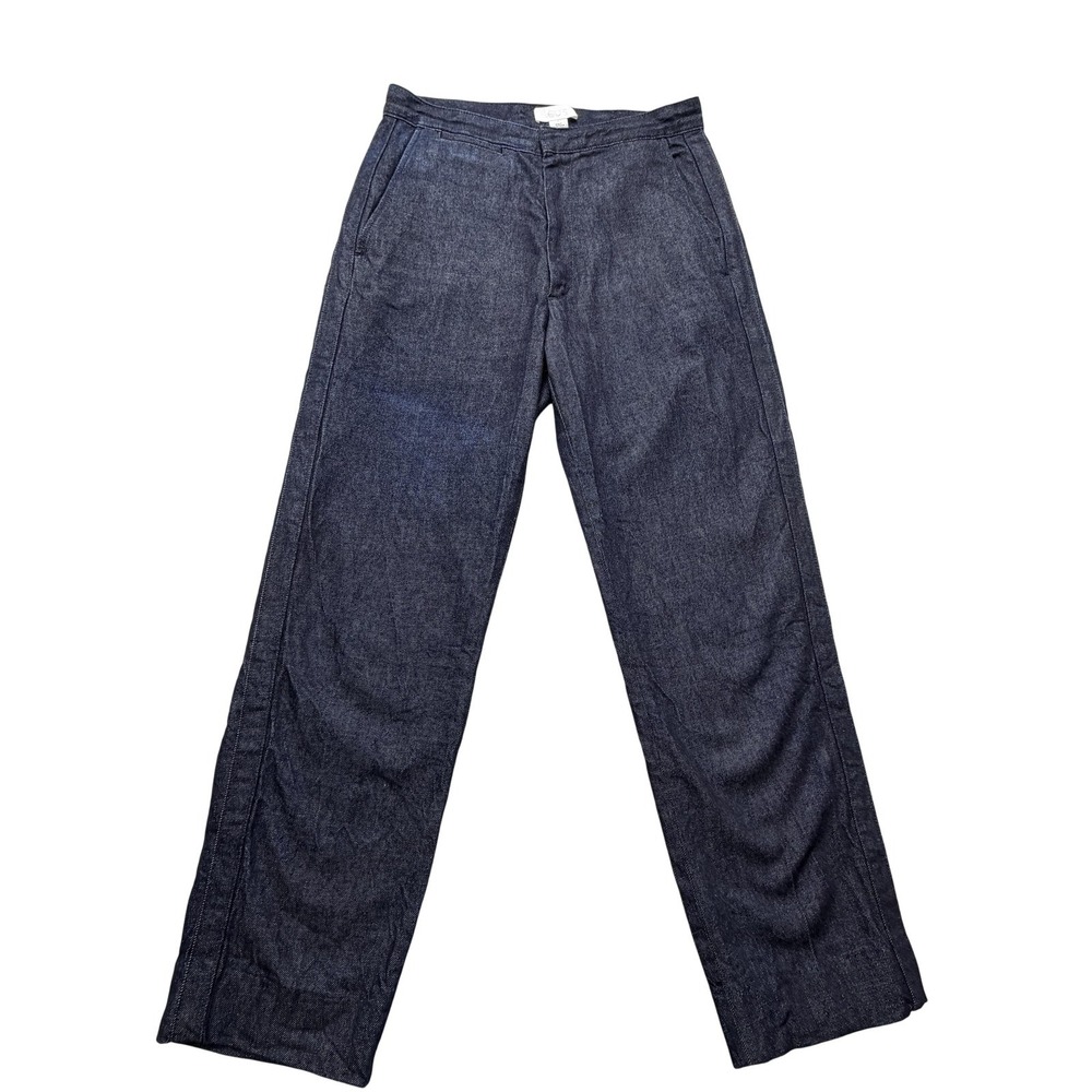 COS Dress Pants Womens 8 Blue Denim Straight Leg Flat Front Zip Pockets Casual